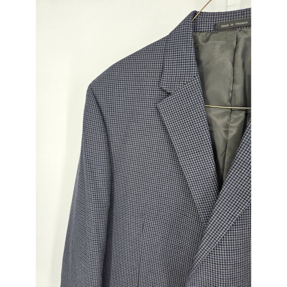 Chaps Mens Sz XXL 2 Button Classic Blazer Jacket Navy Blue Plaid - Picture 2 of 5